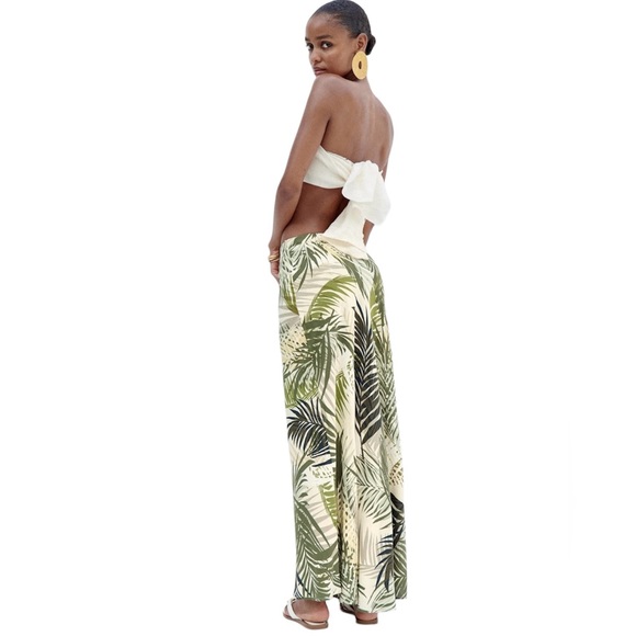 ZARA NWT High Waisted Tropical Flare Midi/ Maxi Skirt Size Large Zip Closure - Picture 4 of 11